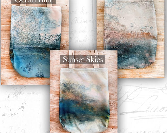 Canvas Beach Bags with Beach Art: Reusable Shopping Bag
