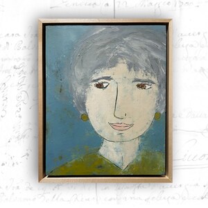 Wunderliche Frauenportrait: Kaltwachs & Ölmalerei, gerahmt Kunst