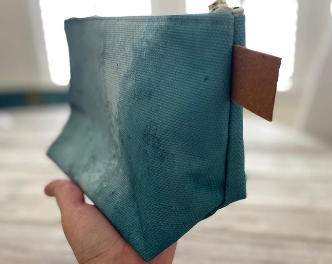 Makeup Bag with Ocean Art, Zipper Bag for Accessories, Small Canvas Travel Bag