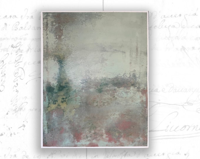 Original Abstract Painting with Tree, Cold Wax Beach Painting, Unframed Landscape Painting