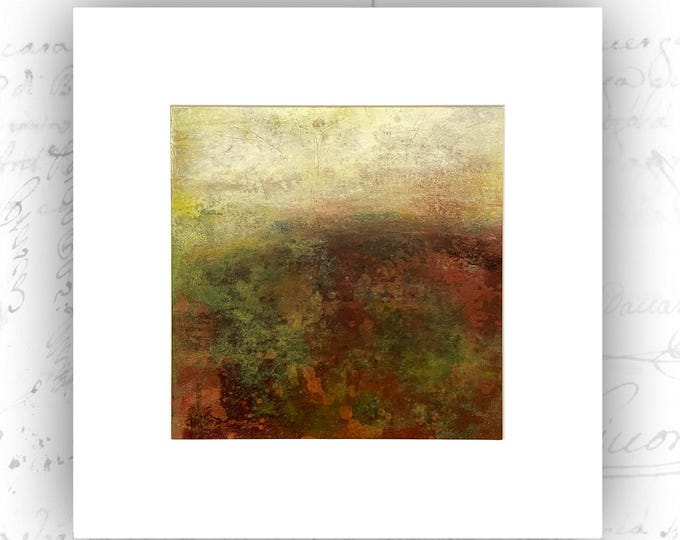 Unframed Abstract Painting of Fall Landscape, Cold Wax and Oil Painting with Mat, Unframed Original Painting