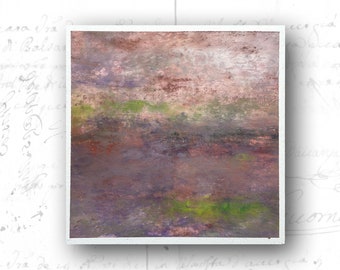 Unframed Abstract Painting of in Lavender, Unframed Painting of Seascape in Cold Wax and Oil, Landscape Painting on  Paper