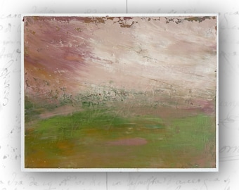 Original Painting of Abstract Landscape, Unframed Landscape in Cold Wax and oil
