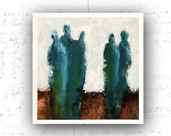Fine Art Print of Five Figures, Figure Painting Print, Unframed Fine Art Print