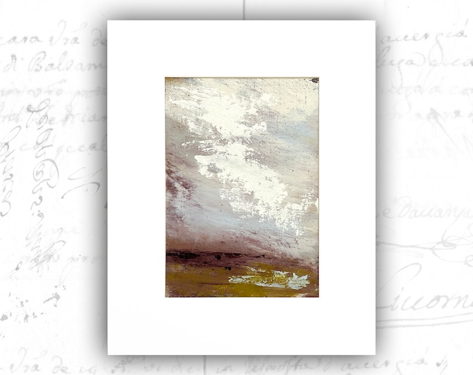 Unframed Abstract Landscape with Purple Horizon, Cold Wax and Oil Landscape on Paper