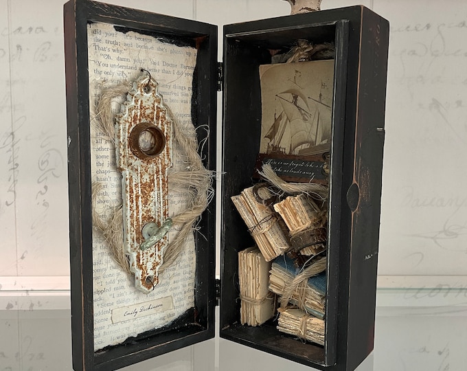 Emily Dickinson Assemblage Art: Found Object Book Nook