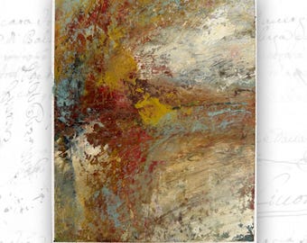 Abstract Landscape Painting, Textured Cold Wax and Oil Painting (8x10)