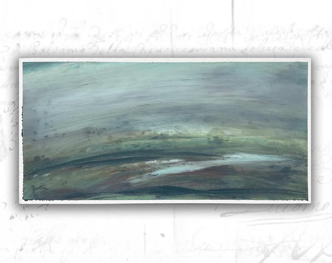Abstract Painting of Serene Landscape, Cold Wax and Oil Painting, Small Abstract Painting