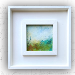 Small Landscape Painting in Custom Frame 3, Framed Landscape Painting, Small Cold Wax Painting