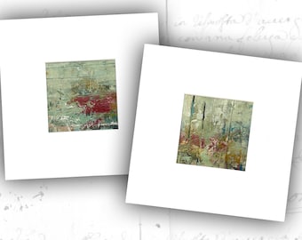 Mini Abstract Oil Painting Set: Pale Green Landscape Art (4x4)