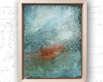 Framed Abstract Landscape in Cold Wax, Original Painting of Landscape, Cold Wax Painting in Frame