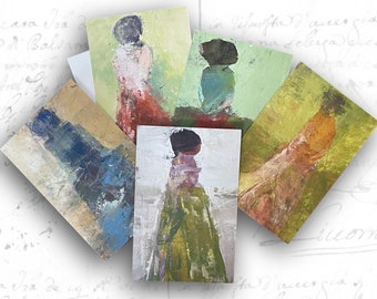 Greeting Cards with Women Prints, Blank Note Cards with Women Figures