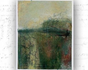 Original Cold Wax Landscape Painting: Muted Tones, 8x10 Unframed