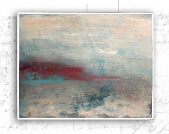 Original Painting of An Abstract Landscape, Cold Wax Landscape Painting, Unframed Landscape Painting