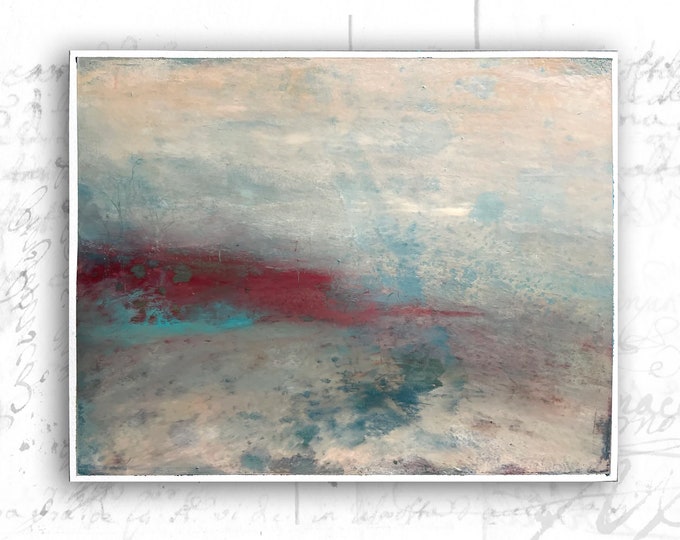 Original Painting of An Abstract Landscape, Cold Wax Landscape Painting, Unframed Landscape Painting