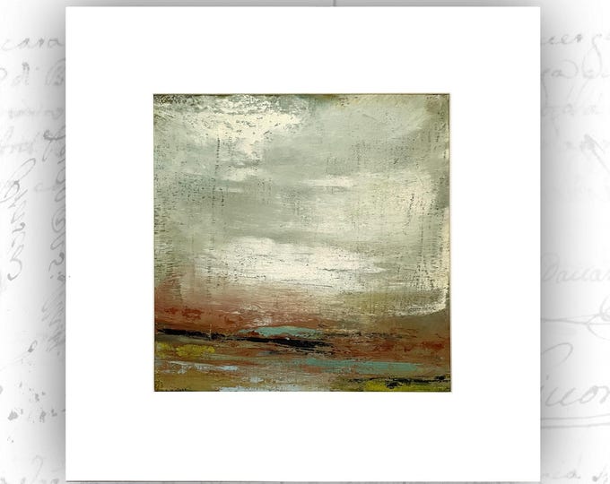 Unframed Abstract Painting of Fall Landscape, Cold Wax and Oil Painting with Mat, Unframed Original Painting