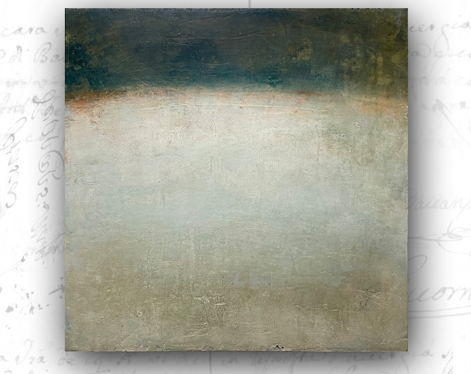 Dark Skies Abstract Painting: Cold Wax & Oil on Wood (16x16)