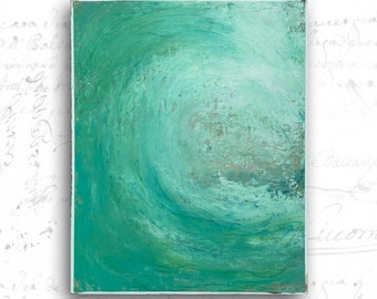 Unframed Original Painting of Abstract Ocean Wave, Unframed Original Wave, Cold Wax and Oil Painting on Paper