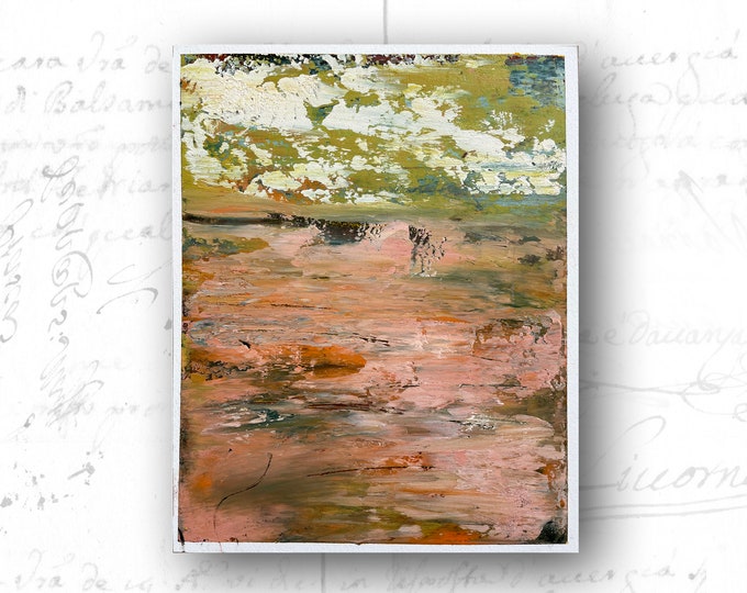 Abstract Painting of Colorful Landscape,  Unframed Original Painting, Cold Wax and Oil Painting
