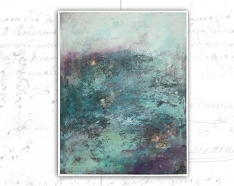 Painting of Abstract Landscape in Soothing Hues, Unframed Painting in Cold Wax and Oil