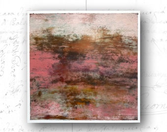 Abstract Landscape Painting in Pink, Unframed Landscape Painting, Cold Wax Painting, Unframed Art on Paper