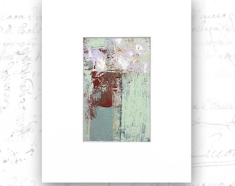 Small Abstract Purple Flowers: Cold Wax Floral Art (3.5 x5.5)