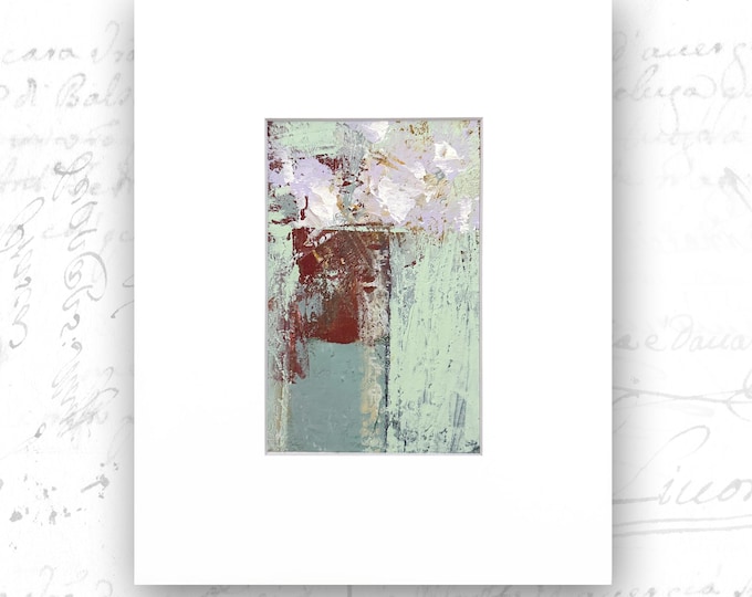 Small Abstract Purple Flowers: Cold Wax Floral Art (3.5 x5.5)
