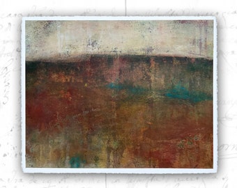 Unframed Abstract Painting of Rustic Landscape — Original Painting with Robert Frost Poem