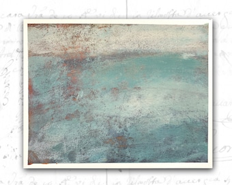 Impressionist Painting of an Ocean Scene — Unframed Painting in Cold Wax and Oil on Archival Paper