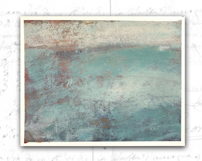 Impressionist Painting of an Ocean Scene — Unframed Painting in Cold Wax and Oil on Archival Paper