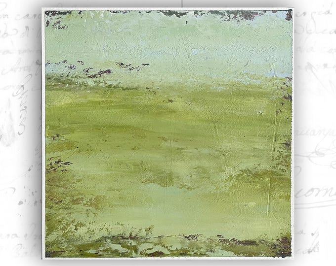 Unframed Abstract Landscape with Pastel Colors, Cold Wax Painting, Unframed Art on Paper