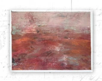 Abstract Landscape Painting in Hot Pink, Original Landscape Painting, Unframed Original Painting, Cold Wax and Oil Painting