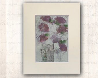 Abstract Purple Tulip Oil Painting — Original Cold Wax and Oil Floral Painting