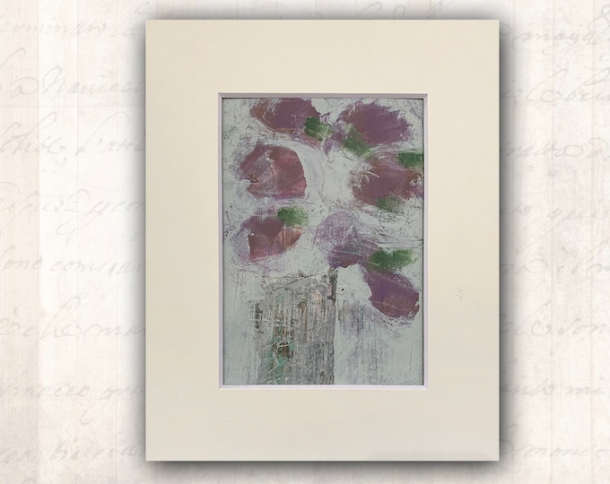 Abstract Purple Tulip Oil Painting — Original Cold Wax and Oil Floral Painting