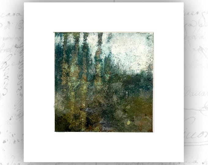 Unframed Abstract Painting of Summer Forest, Cold Wax and Oil Painting with Mat, Unframed Original Painting