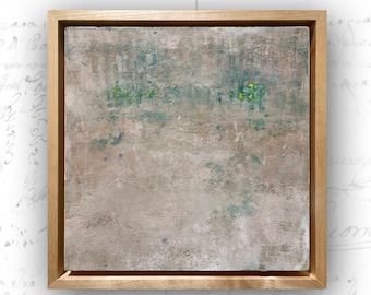 Small Abstract Cold Wax Painting in Maple Frame (10x10)