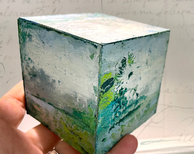 Original Landscape Painting Art Block, Mini Landscape Painting Sculpture,