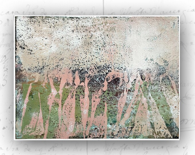 Unframed Original Painting of Abstract Composition, Cold Wax Painting of Landscape, Unframed Cold Wax Painting