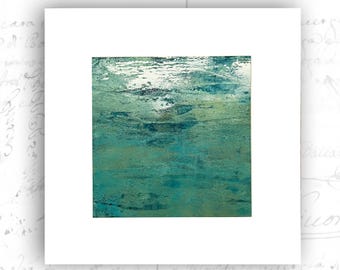 Unframed Abstract Painting of Abstract Ocean Scene, Cold Wax and Oil Painting with Mat, Unframed Original Painting