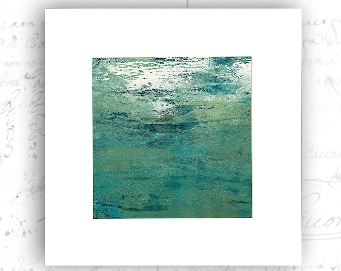 Unframed Abstract Painting of Abstract Ocean Scene, Cold Wax and Oil Painting with Mat, Unframed Original Painting