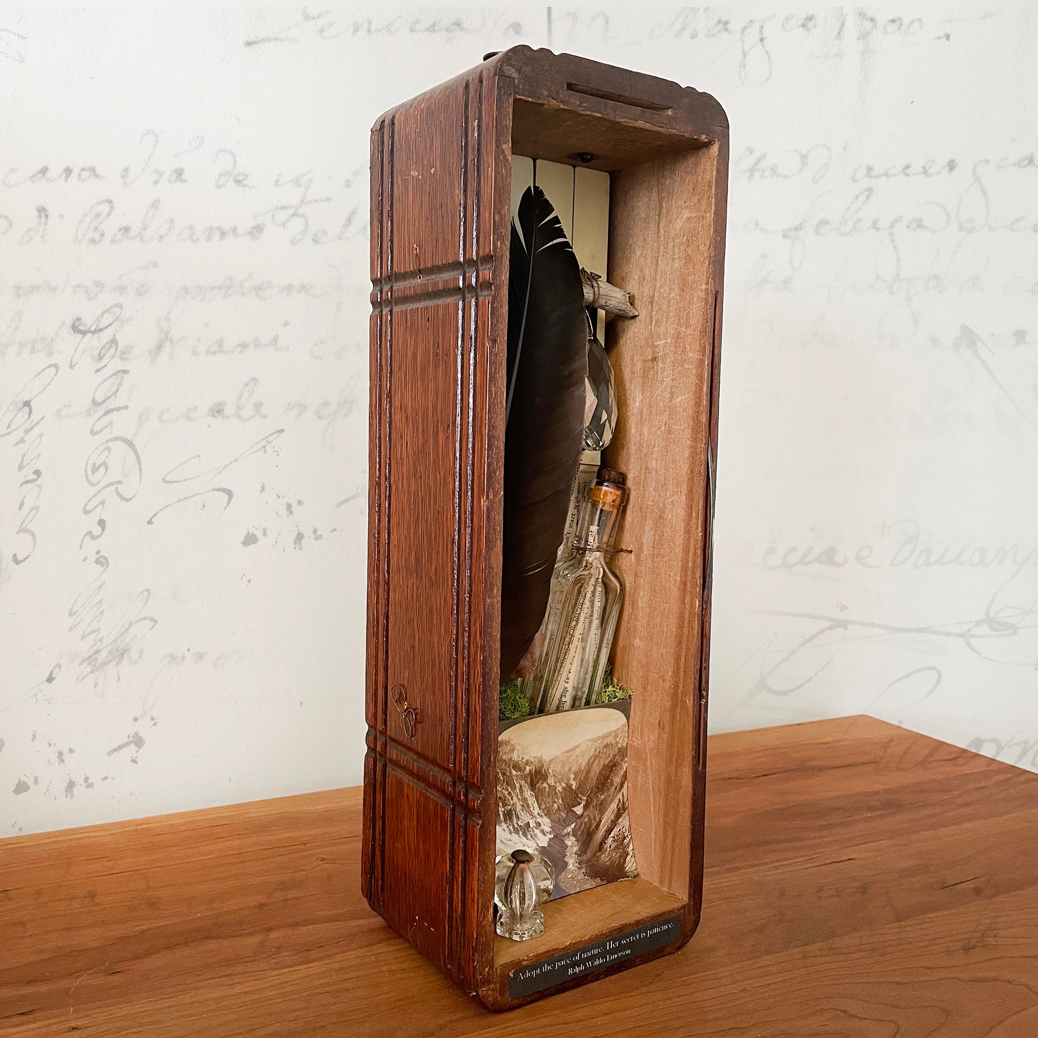 Found Object Assemblage with Ralph Waldo Emerson Quote 