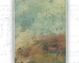 Abstract Landscape Painting in Soft Colors, Cold Wax and Oil Landscape (8 x 10)