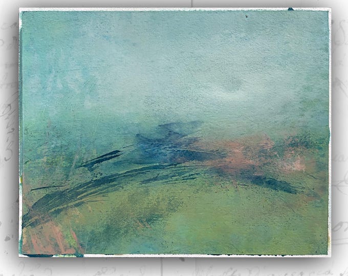 Abstract Landscape Painting with Cool tones Unframed Original Paintings, Cold Wax and Oil Landscape
