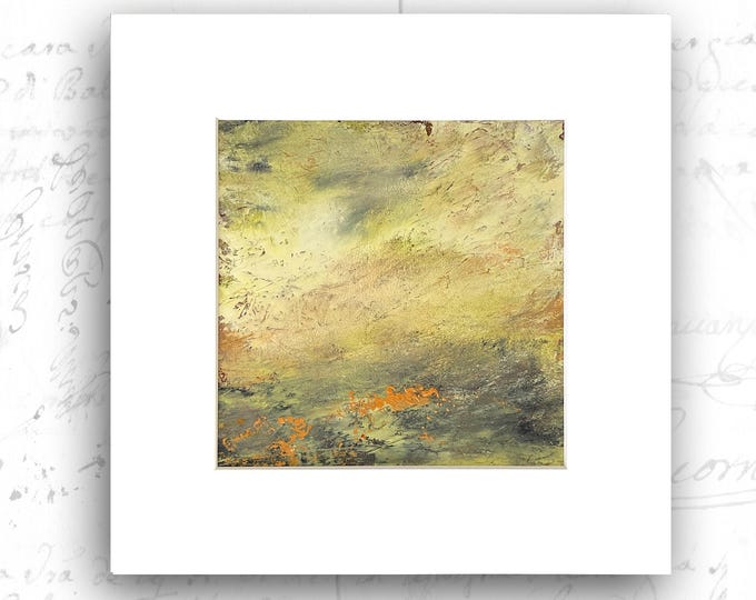 Unframed Abstract Landscape Painting in Yellow, Unframed Painting of Landscape in Cold Wax and Oil, Landscape Painting on  Paper