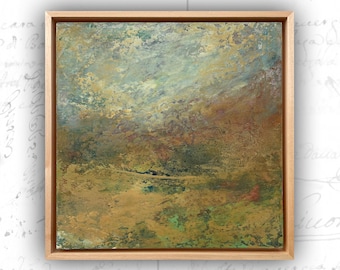 Abstract Painting of Fall Foliage, Cold Wax and Oil Painting, Framed Abstract Painting