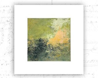 Original Cold Wax Abstract Landscape Painting (8x8" with Mat)