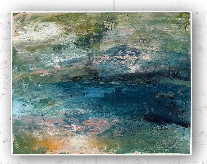 Original Painting of Colorful Abstract Landscape, Unframed Original Paintings, Cold Wax and Oil Landscape