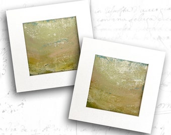 Unframed 5 x 5 Abstract Paintings in Summer Hues, Unframed Small Abstract Landscapes, Mini Cold Wax and Oil Paintings