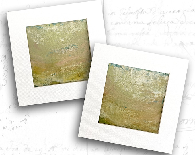 Unframed 5 x 5 Abstract Paintings in Summer Hues, Unframed Small Abstract Landscapes, Mini Cold Wax and Oil Paintings