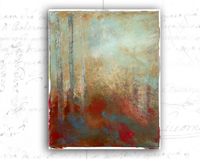 Abstract Painting of Autumn Forest — Cold and Oil Painting on Archival Paper — Unframed Original 8x10 Painting